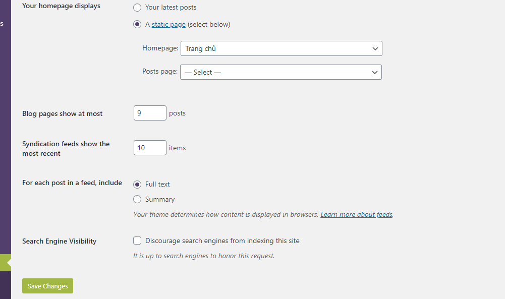 Các bước thiết lập cơ bản bước đầu cho website của bạn Cài đặt hiển thị trang chủ cho WordPress - Các bước thiết lập cơ bản bước đầu cho website của bạn